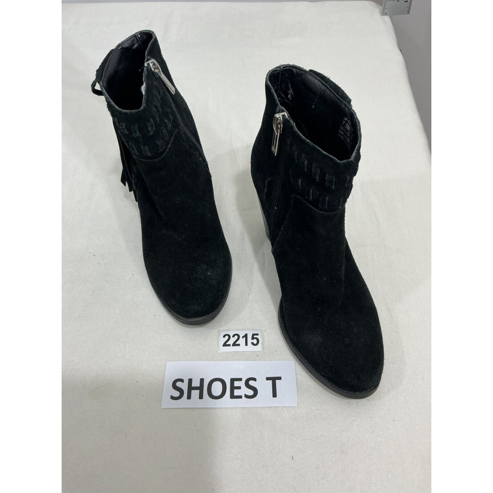 Womans Jessica Simpson Chassie Black Suede Tassel Block Heel Ankle Boots 7.5 M - Picture 1 of 9